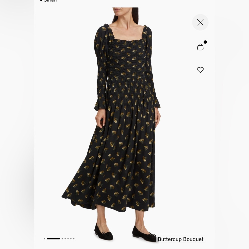 Doen Black Long-Sleeve Buttercup Bouquet Maxi Dress